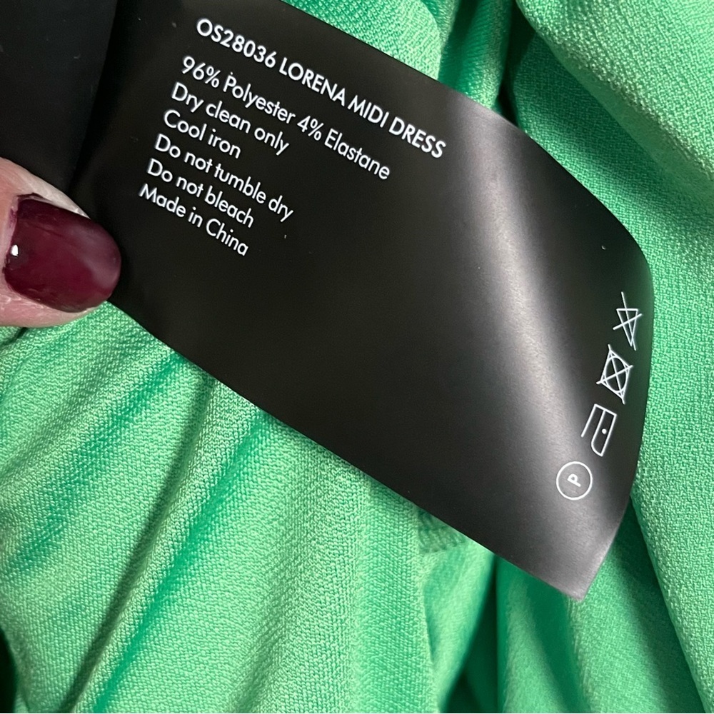 Solace London Lorena Dress Green Plunge Neck Midi Long Sleeve Draped Bodycon XS - Picture 13 of 14